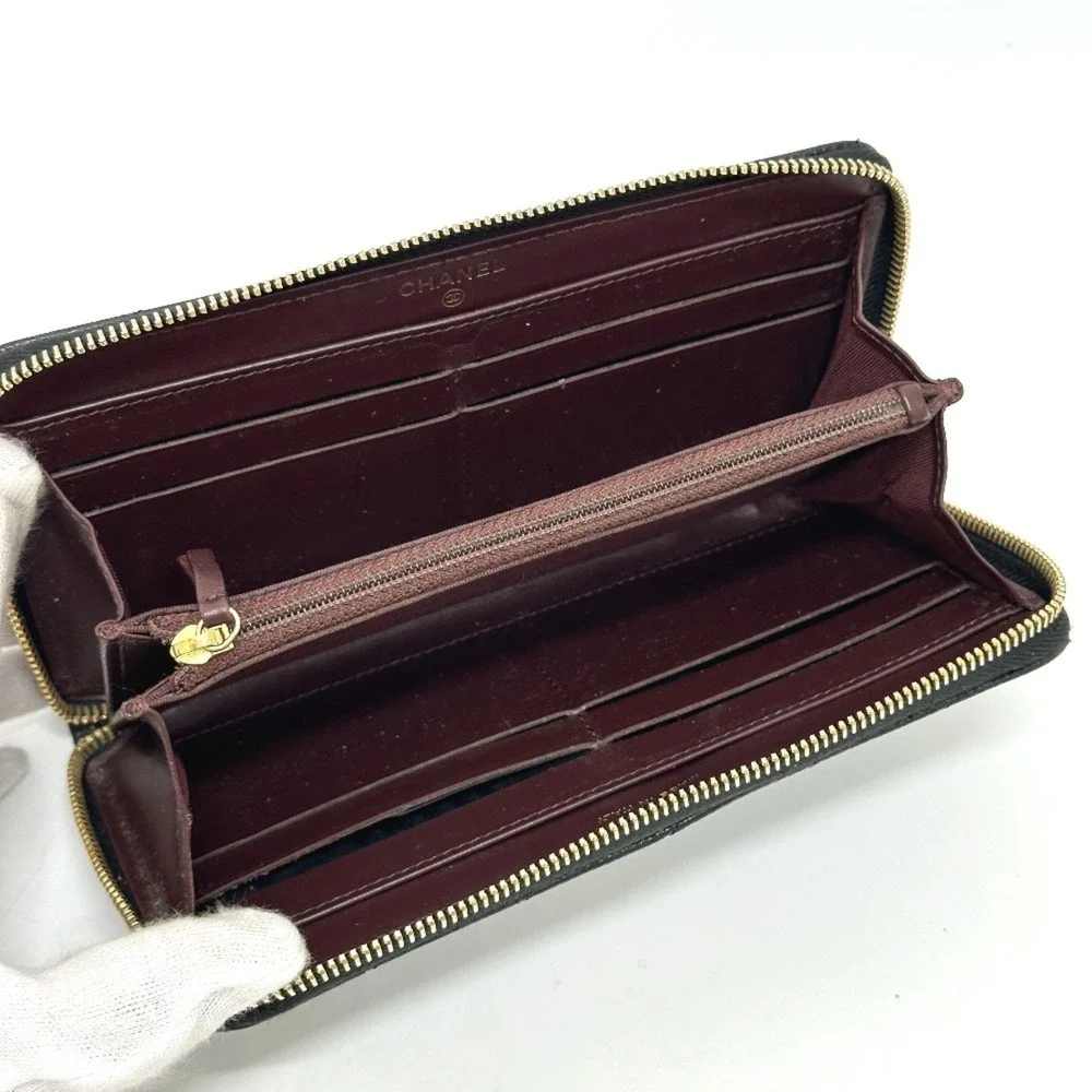 CHANEL Authentic Black Caviar Leather Logo Wallet - Picture 9 of 16